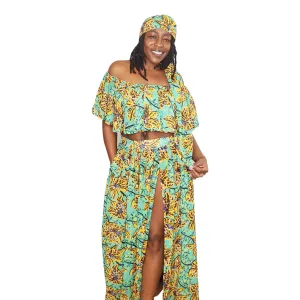 Green Floral Chiffon Headwrap/Scarf