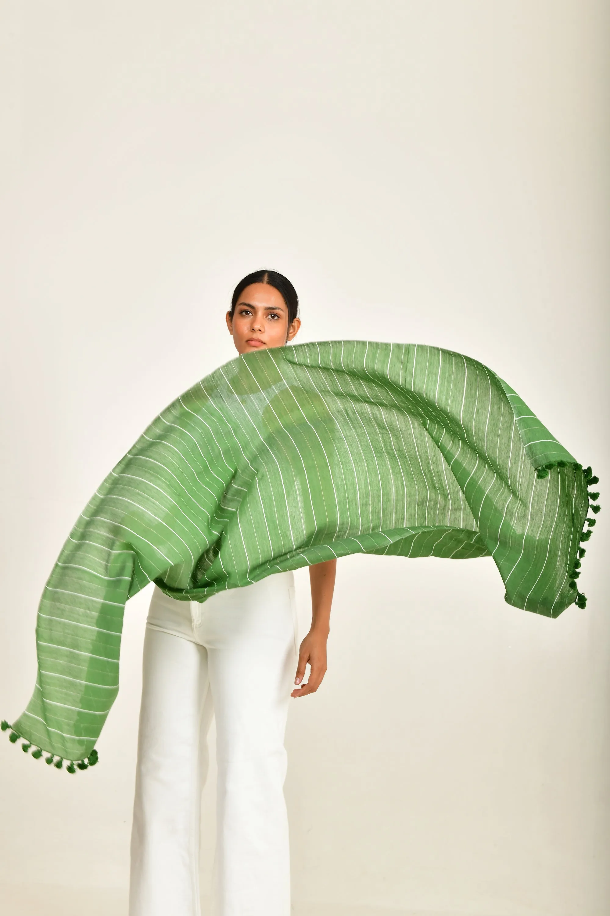 Green handloomed scarf