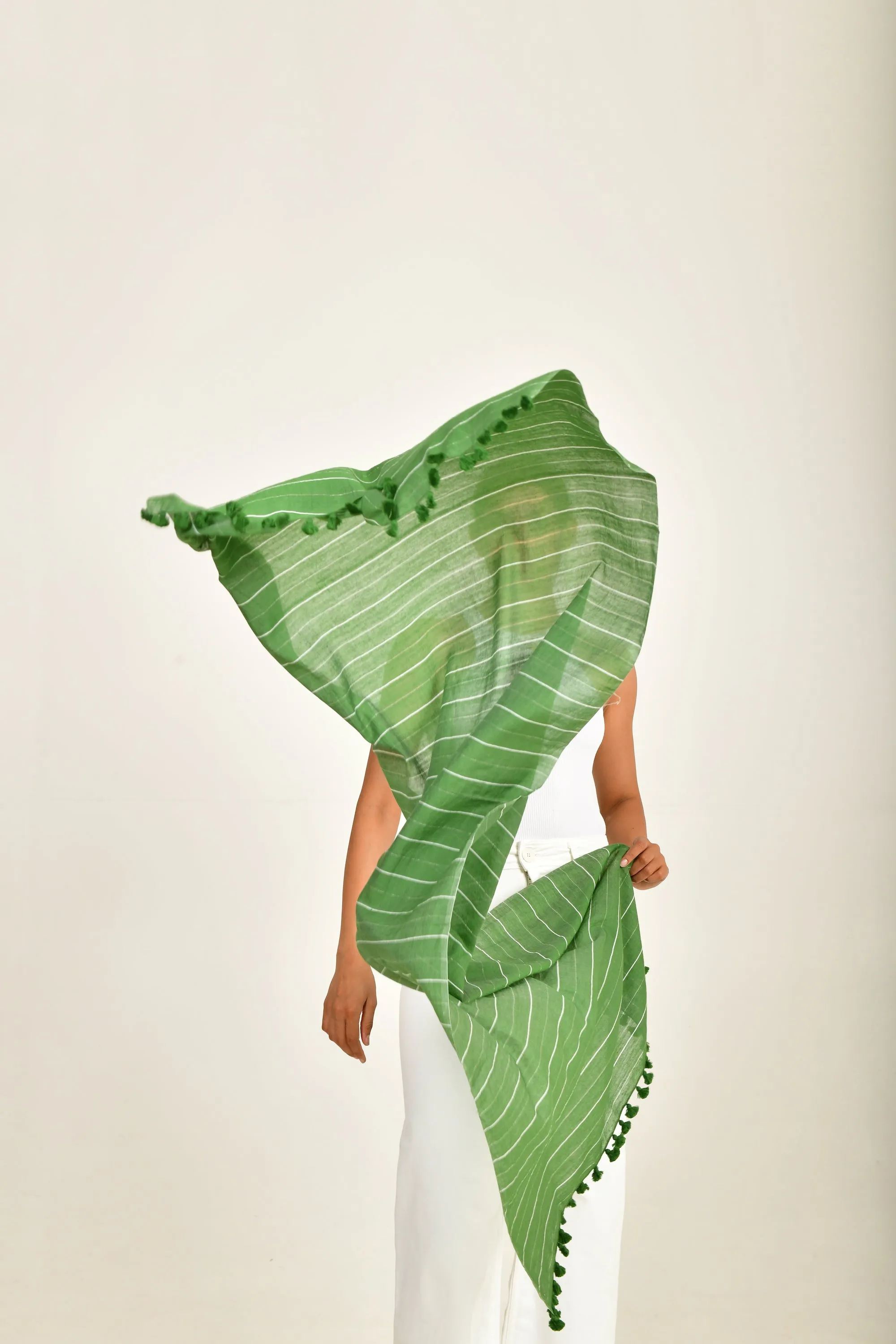 Green handloomed scarf