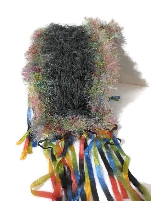 Green knit scarf, woman size, handmade, boho chic style, winter, holiday gift, the green peacock scarf