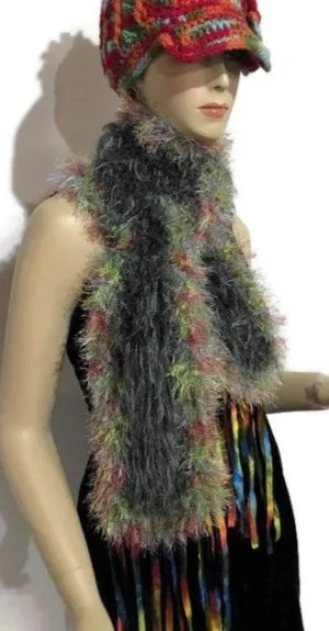 Green knit scarf, woman size, handmade, boho chic style, winter, holiday gift, the green peacock scarf