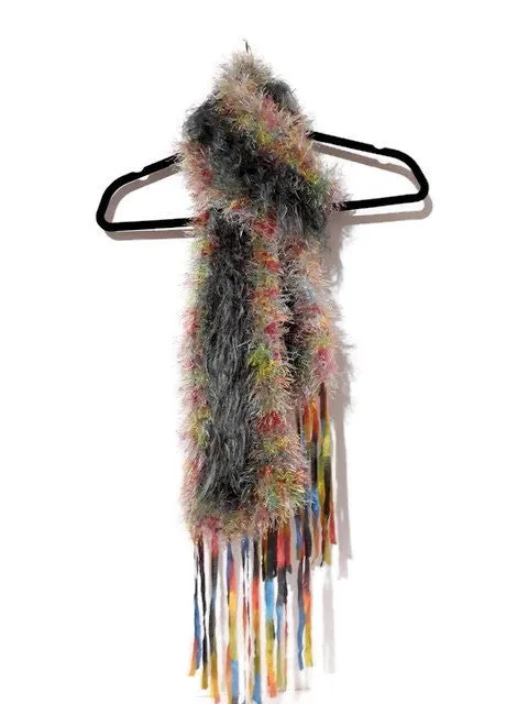 Green knit scarf, woman size, handmade, boho chic style, winter, holiday gift, the green peacock scarf