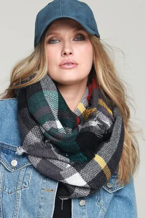 Green Plaid Infinity Scarf