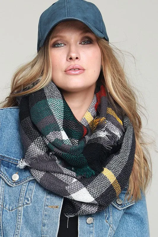 Green Plaid Infinity Scarf