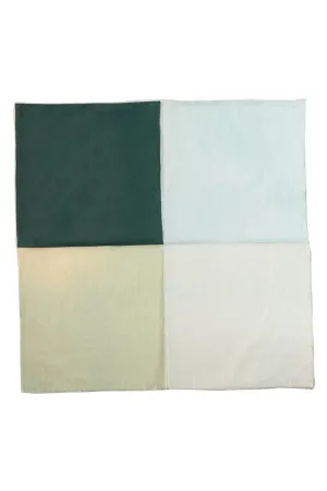 Green Silk & Cotton Blend Quad Pocket Square