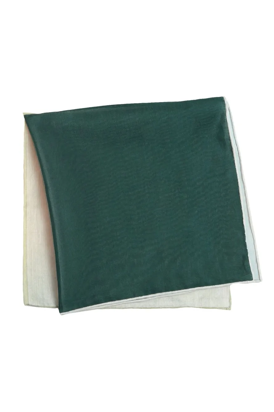 Green Silk & Cotton Blend Quad Pocket Square