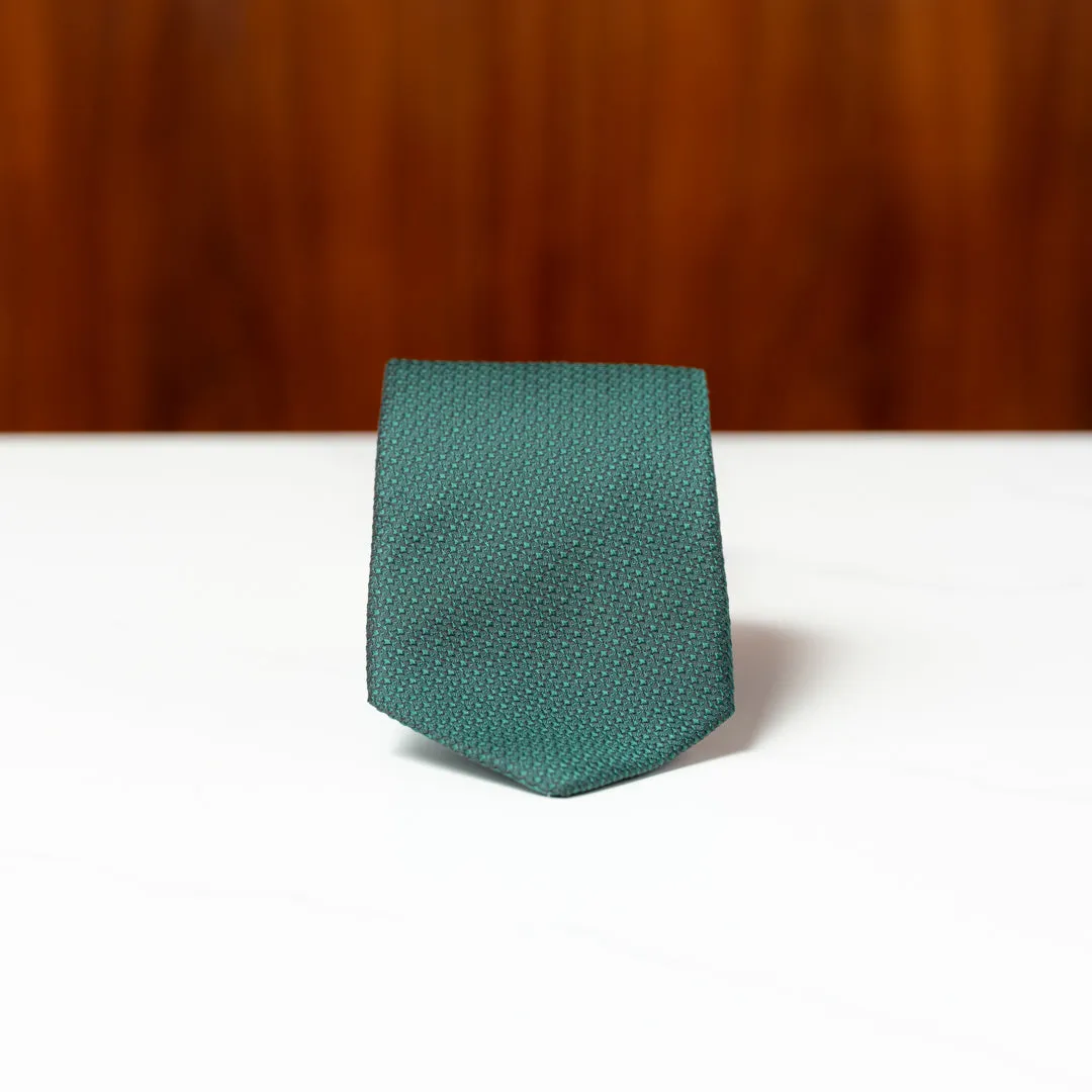 Green Solid Textured Silk Necktie