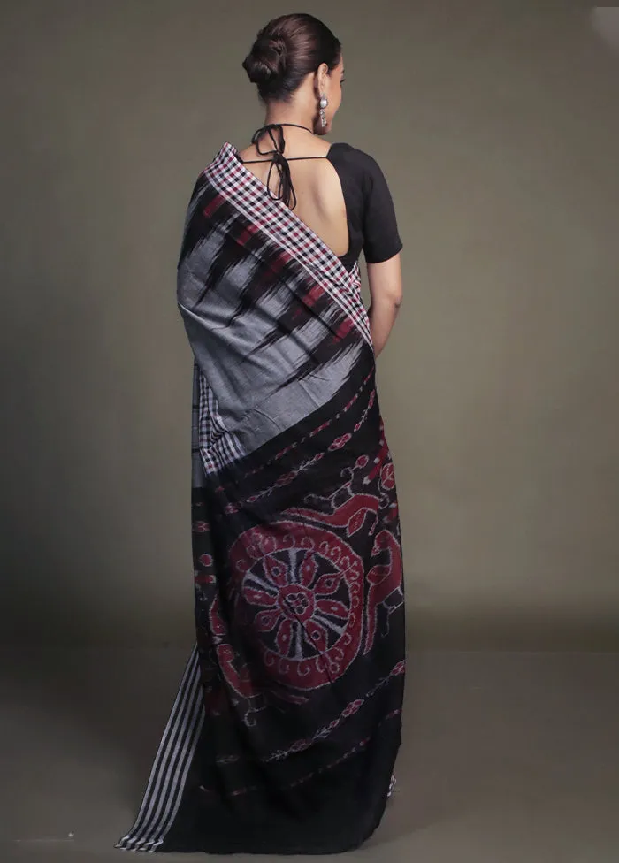 Grey Bomkai Silk Saree Without Blouse Piece