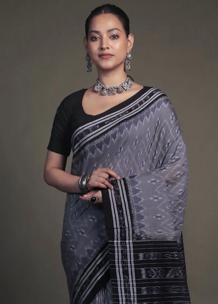 Grey Bomkai Silk Saree Without Blouse Piece