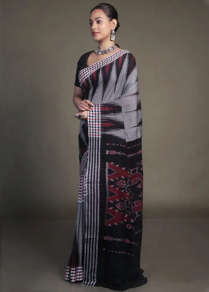 Grey Bomkai Silk Saree Without Blouse Piece