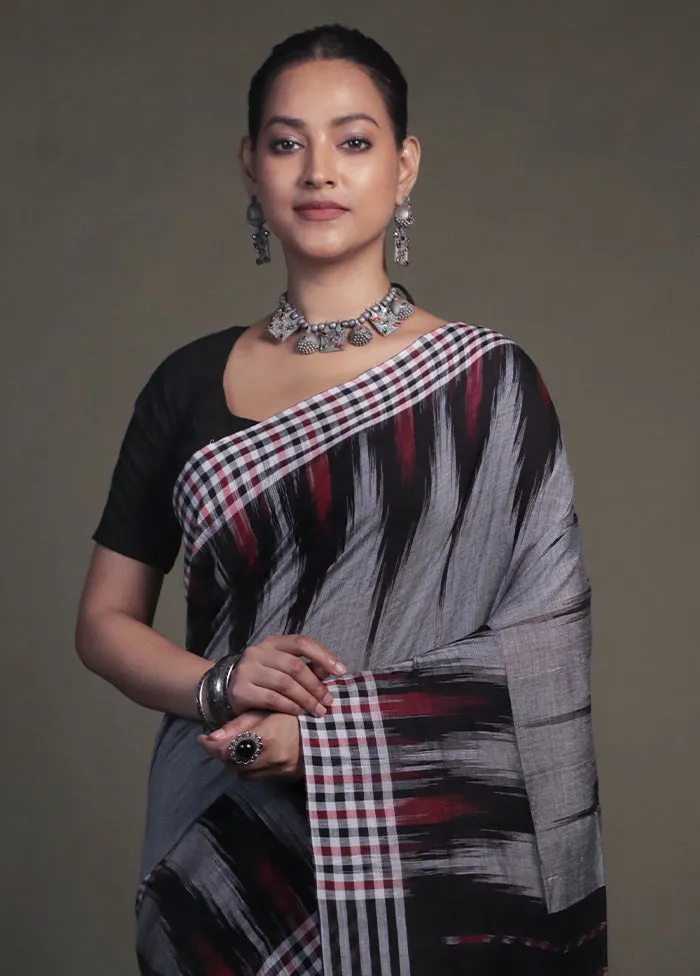 Grey Bomkai Silk Saree Without Blouse Piece