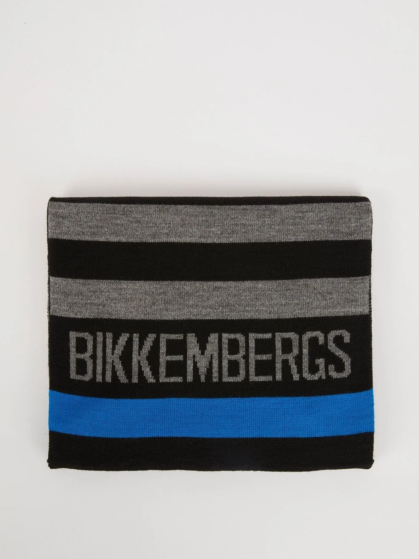 Grey Ribbed Logo Scarf