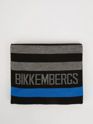 Grey Ribbed Logo Scarf