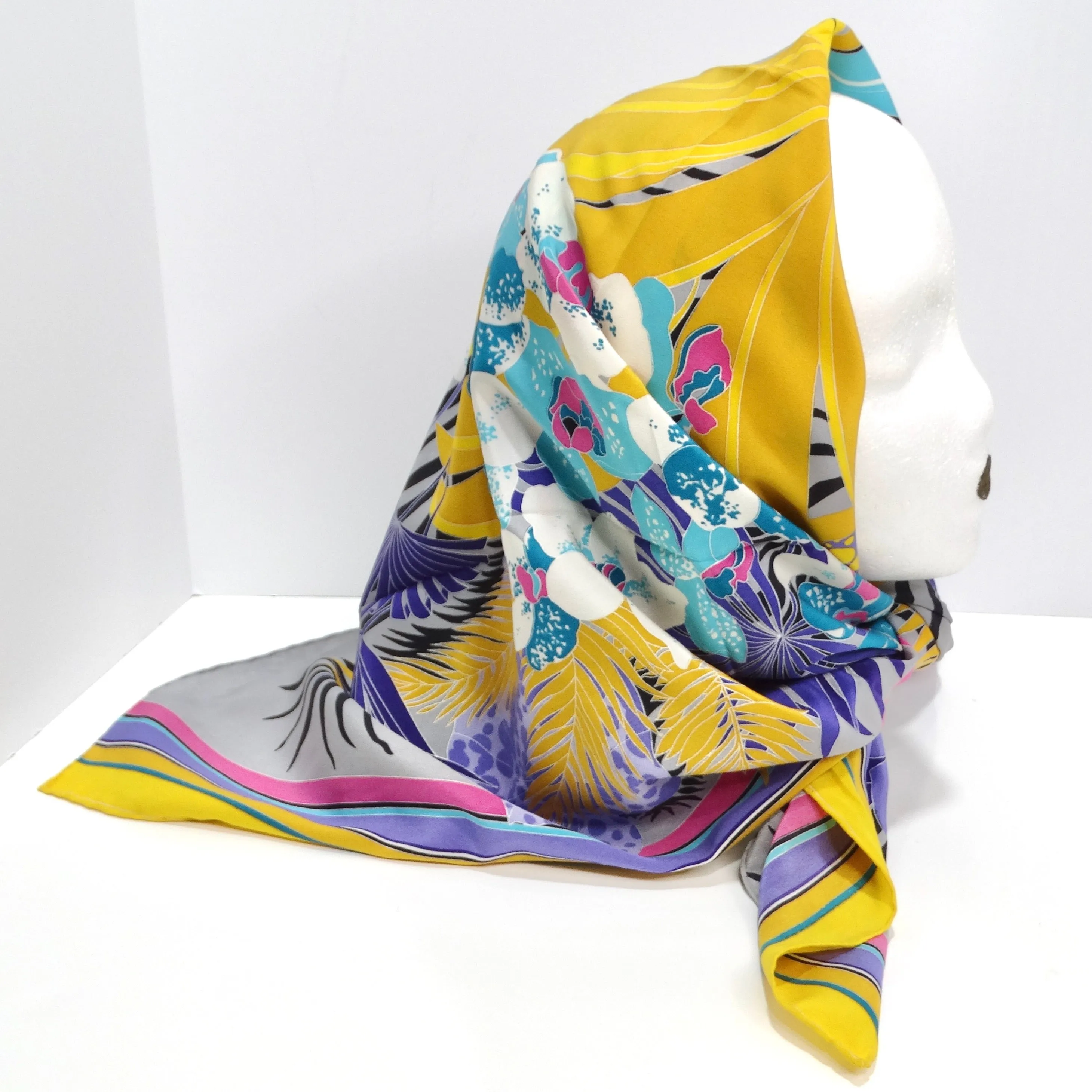 Gucci 1980s Floral Silk Scarf