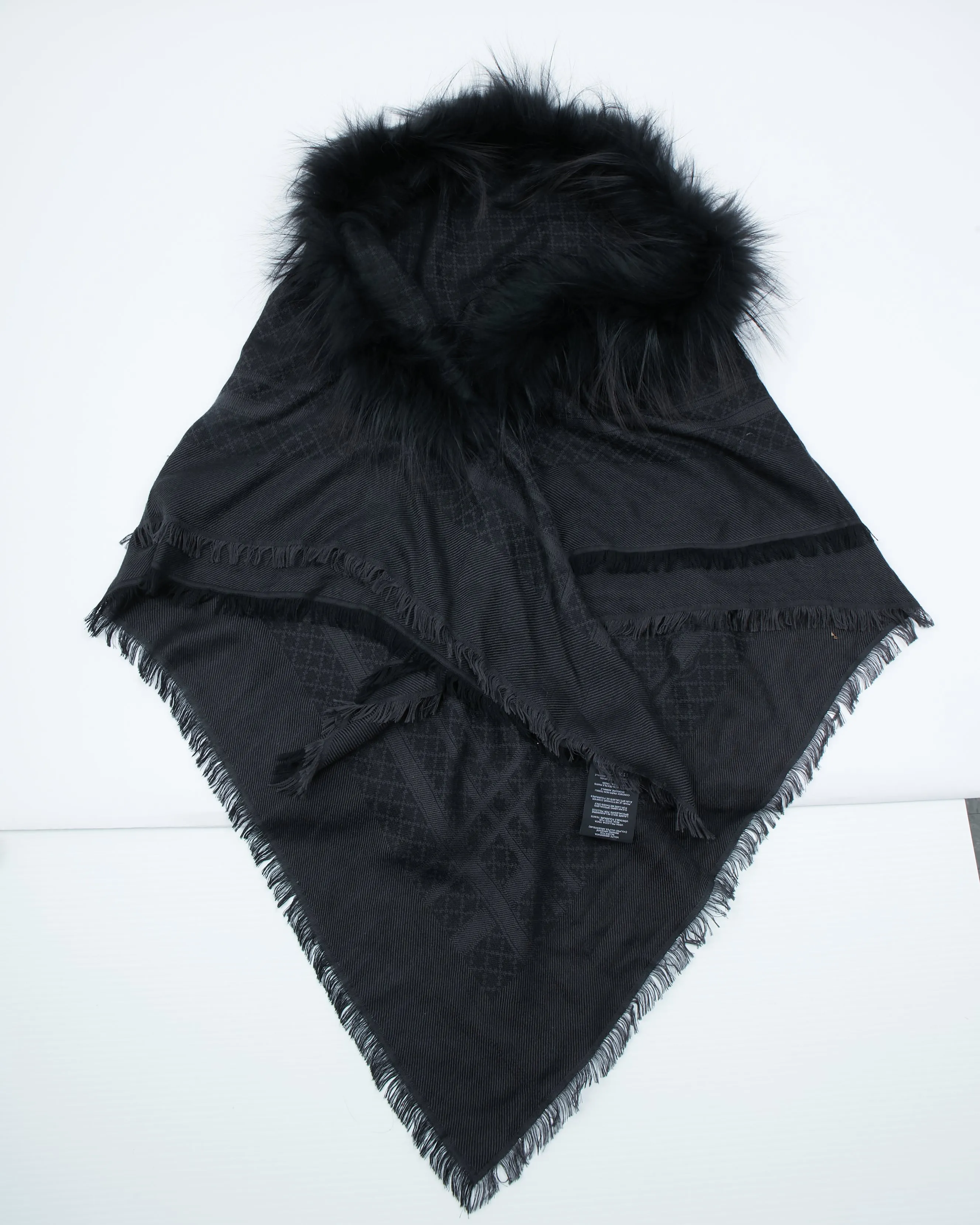 Gucci Black Diamante Fox Fur Shawl - OS