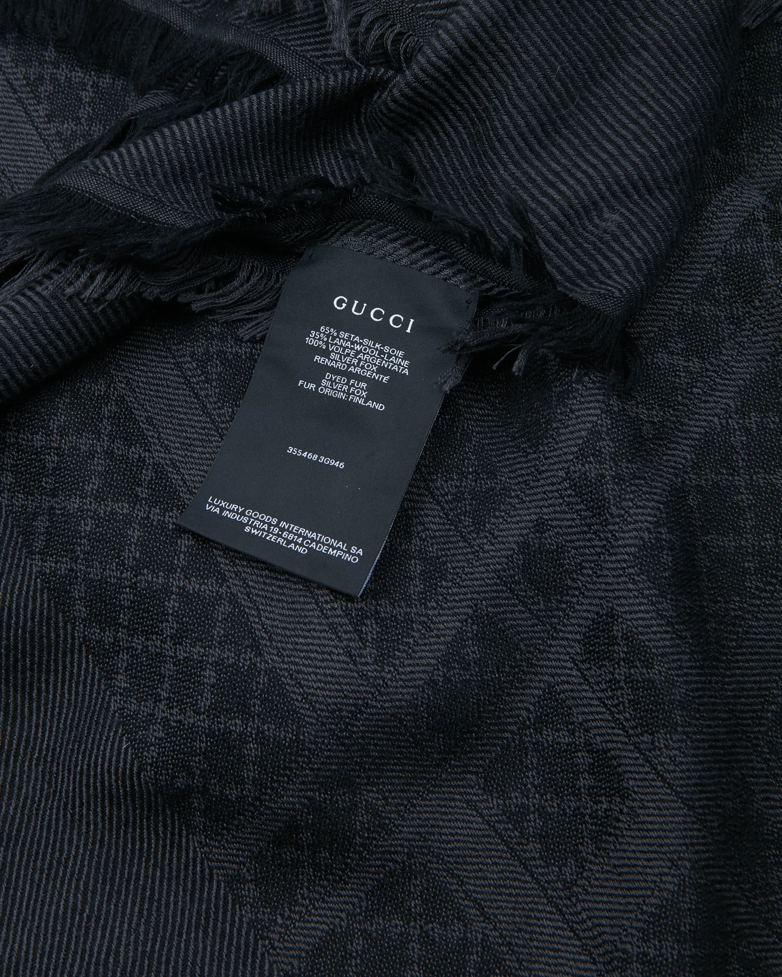 Gucci Black Diamante Fox Fur Shawl - OS