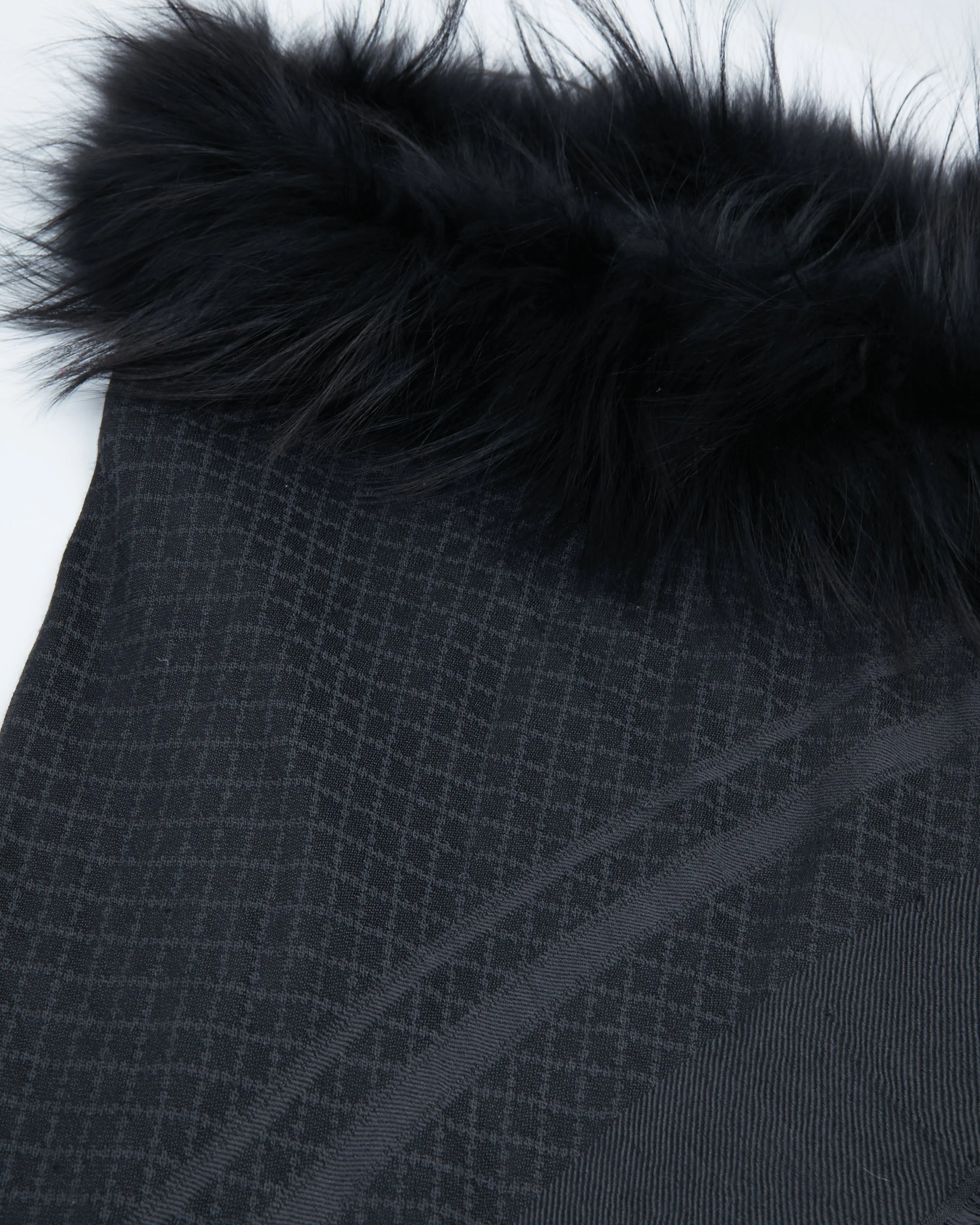 Gucci Black Diamante Fox Fur Shawl - OS