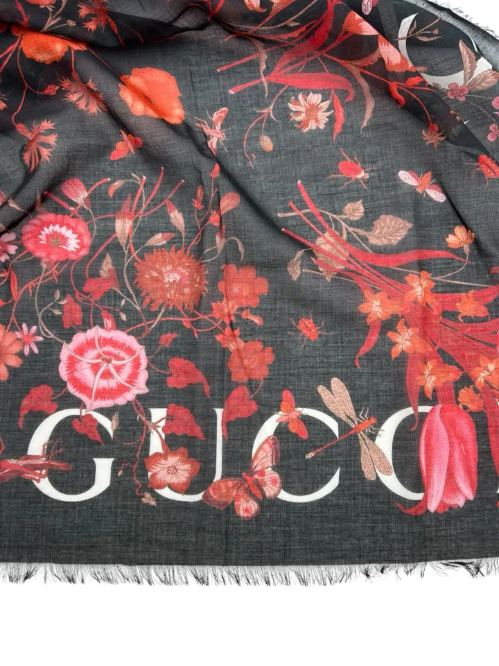 Gucci Black Floral Carre