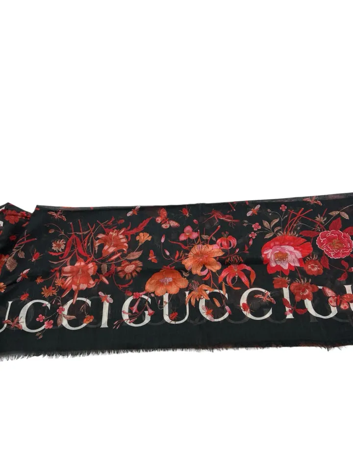 Gucci Black Floral Carre