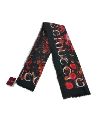 Gucci Black Floral Carre