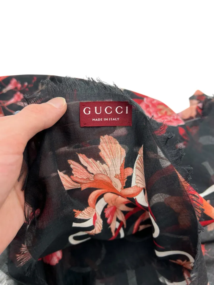 Gucci Black Floral Carre