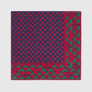 Gucci Flower Print Pocket Square in Blue