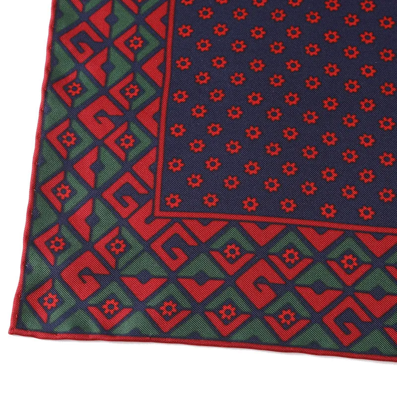 Gucci Flower Print Pocket Square in Blue