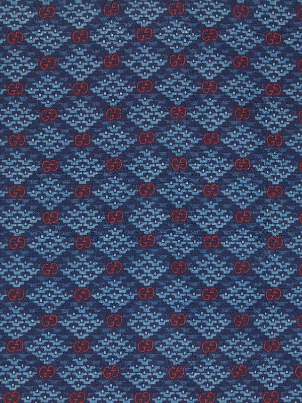 Gucci GG Diamond Pocket Square with Red in Blue