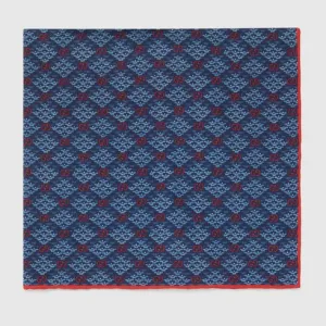 Gucci GG Diamond Pocket Square with Red in Blue