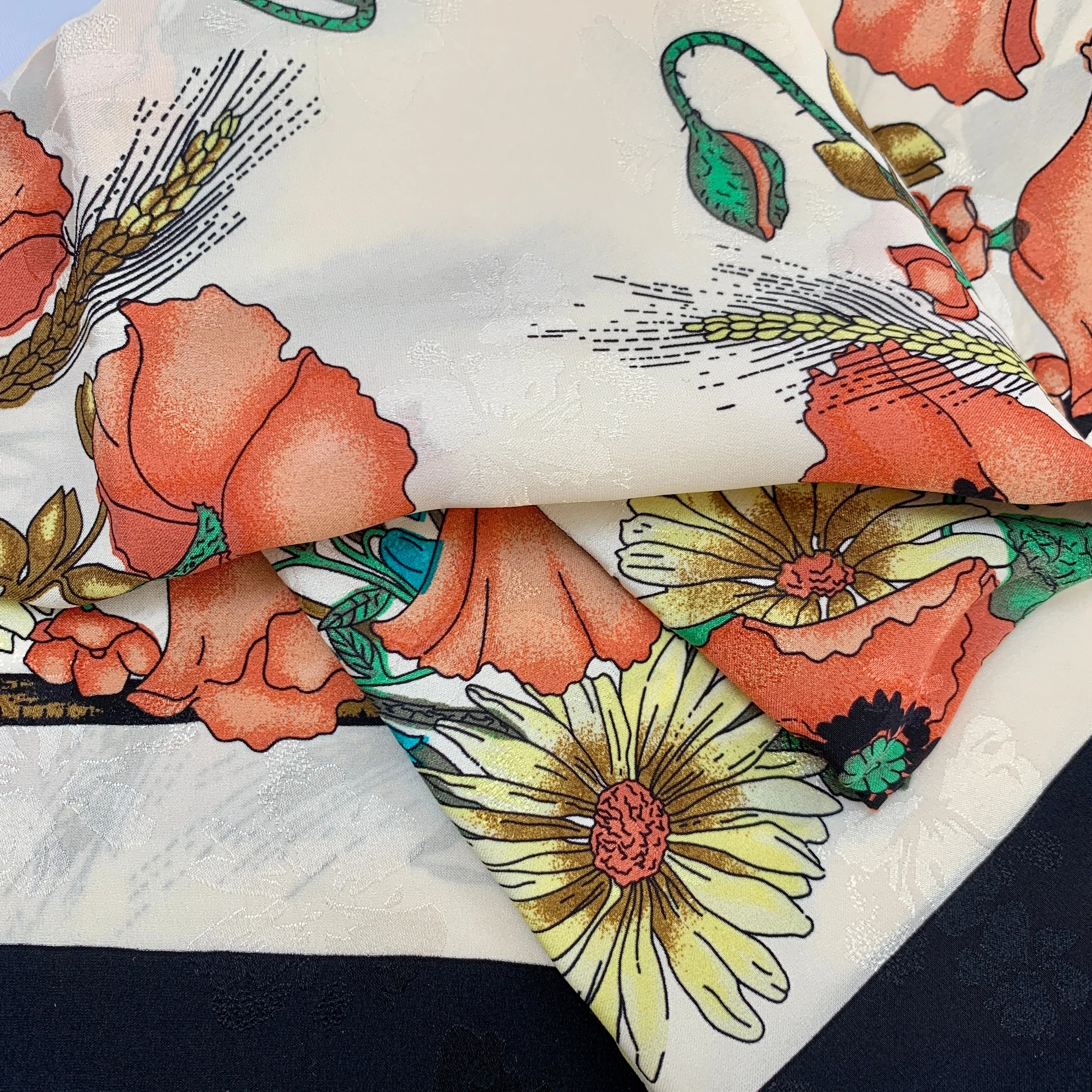 Gucci Silk Floral Scarf with Slight Shimmer