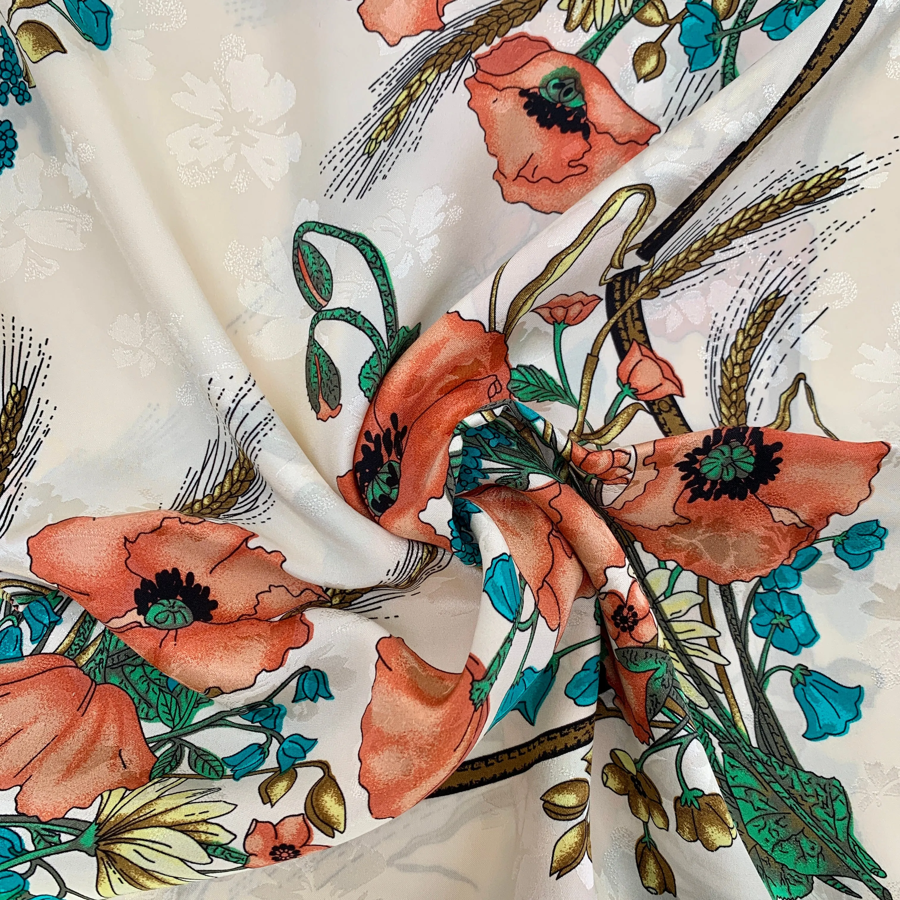 Gucci Silk Floral Scarf with Slight Shimmer