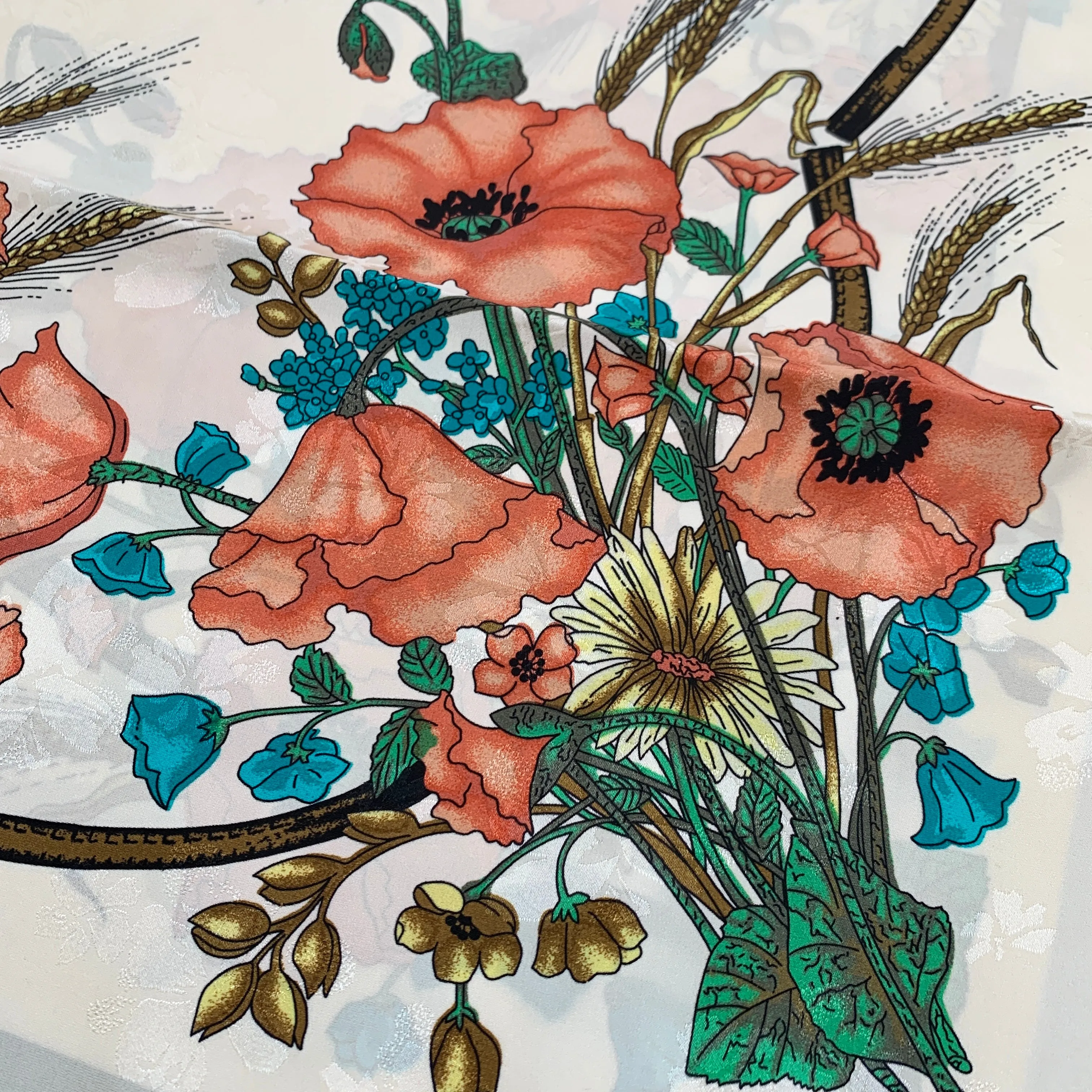 Gucci Silk Floral Scarf with Slight Shimmer