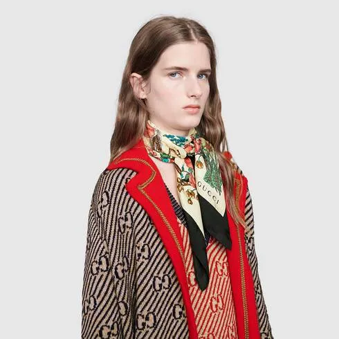 Gucci Silk Floral Scarf with Slight Shimmer