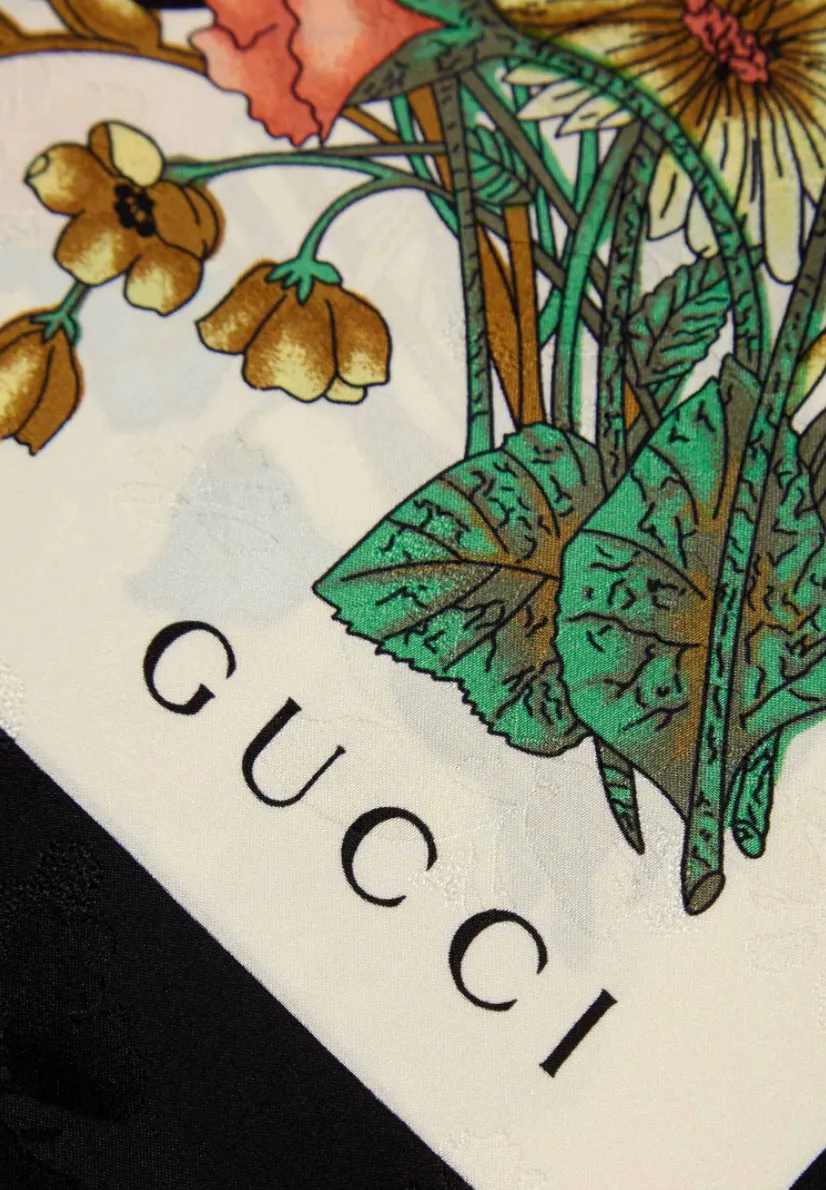 Gucci Silk Floral Scarf with Slight Shimmer