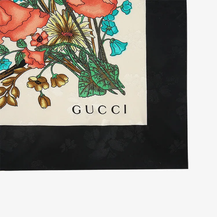 Gucci Silk Floral Scarf with Slight Shimmer