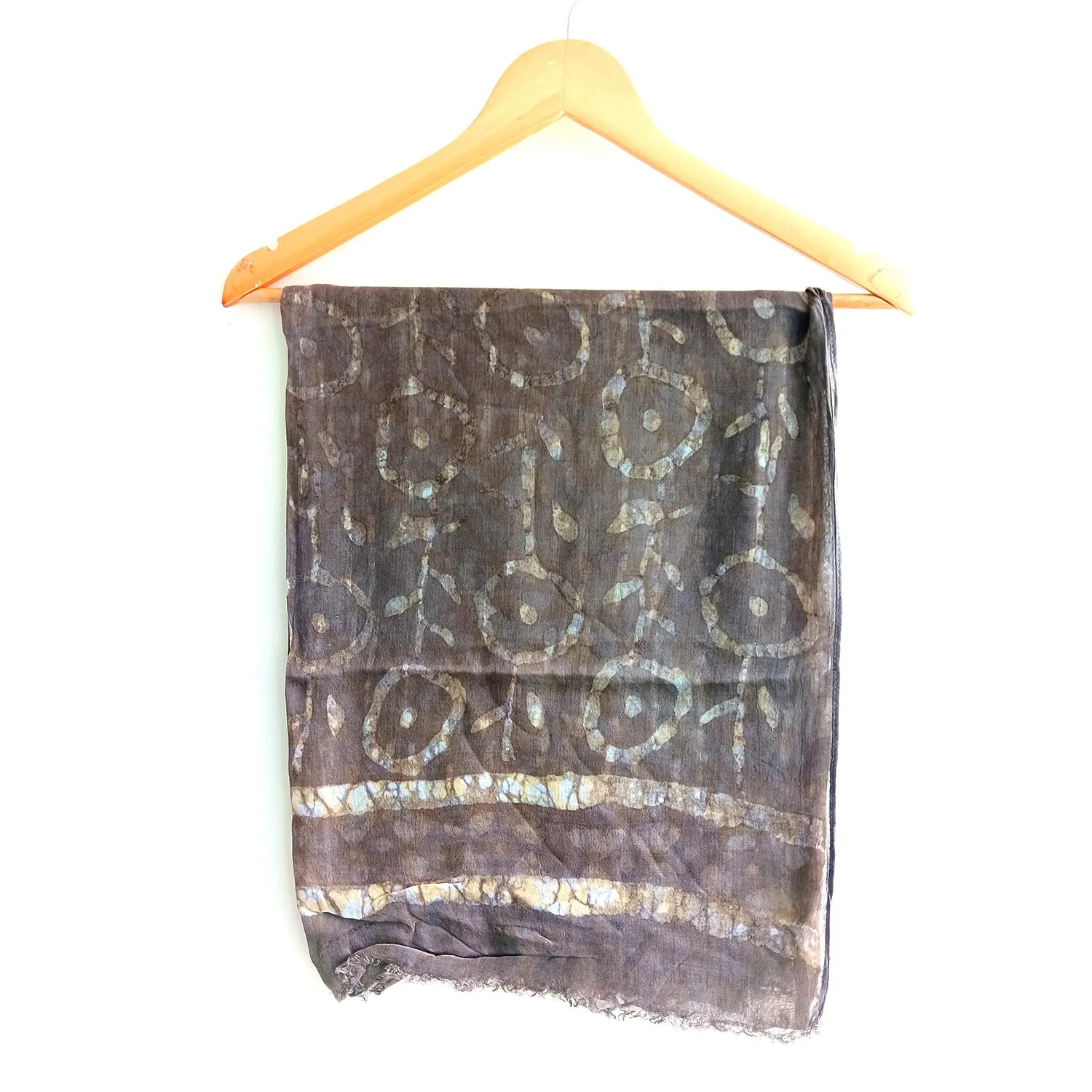 Hand Block Dhabu Print Cotton Brown Scarf