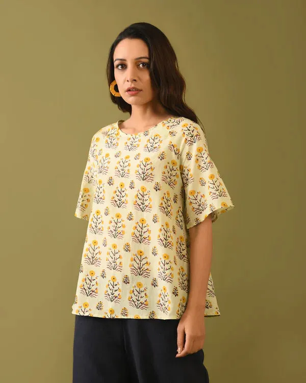 Hand Block Printed Silk Top