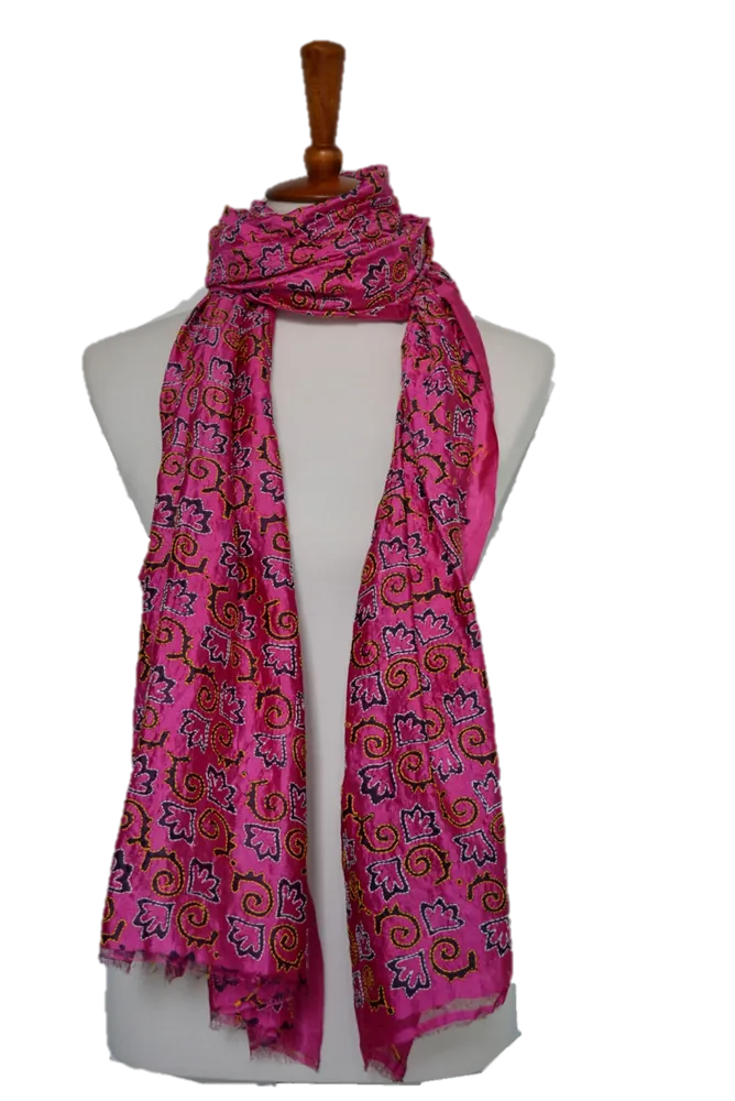 Hand Embroidered kantha silk shawl