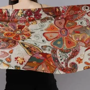 Hand Embroidered Merino Shawl - Harissa