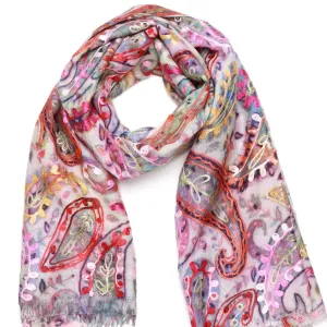 Hand Embroidered Shawl - Cherry Blossom