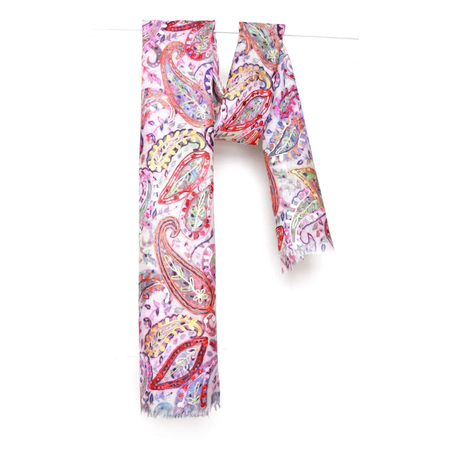 Hand Embroidered Shawl - Cherry Blossom
