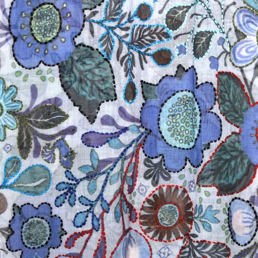 Hand Embroidered Shawl - Peacock