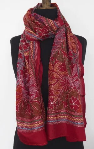 Hand embroidered silk shawl by Alima Khatun