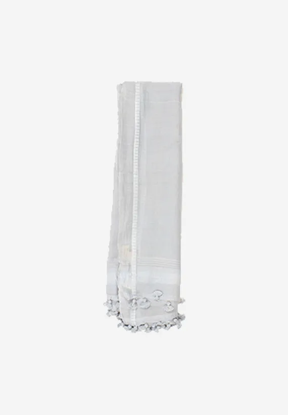 Hand loomed Cotton Grey Tassel Scarf