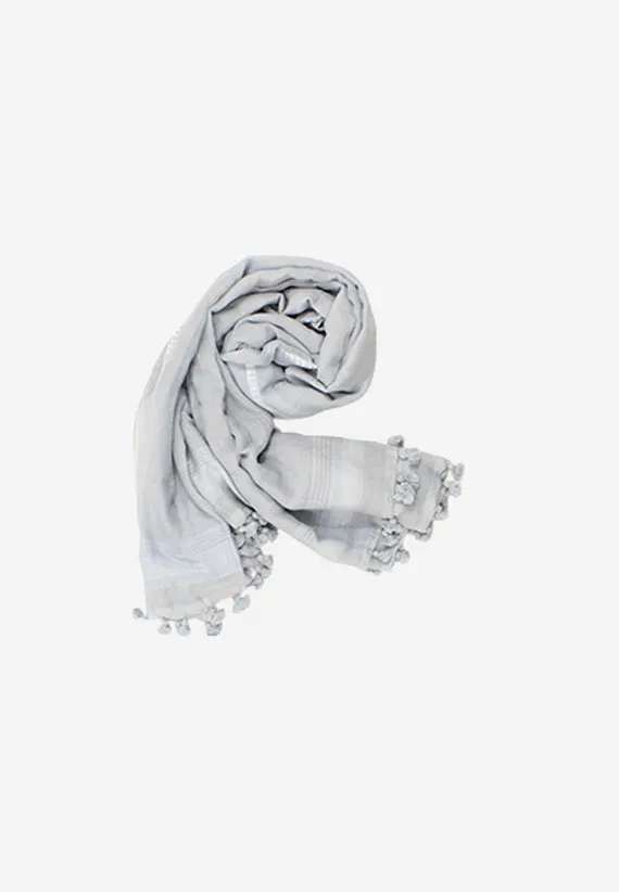 Hand loomed Cotton Grey Tassel Scarf