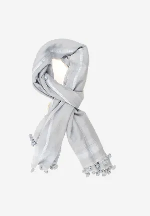 Hand loomed Cotton Grey Tassel Scarf