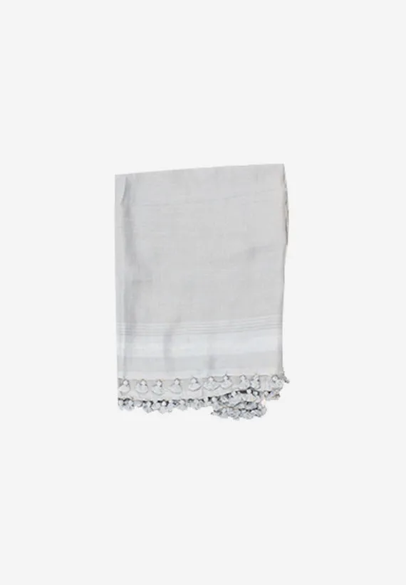 Hand loomed Cotton Grey Tassel Scarf