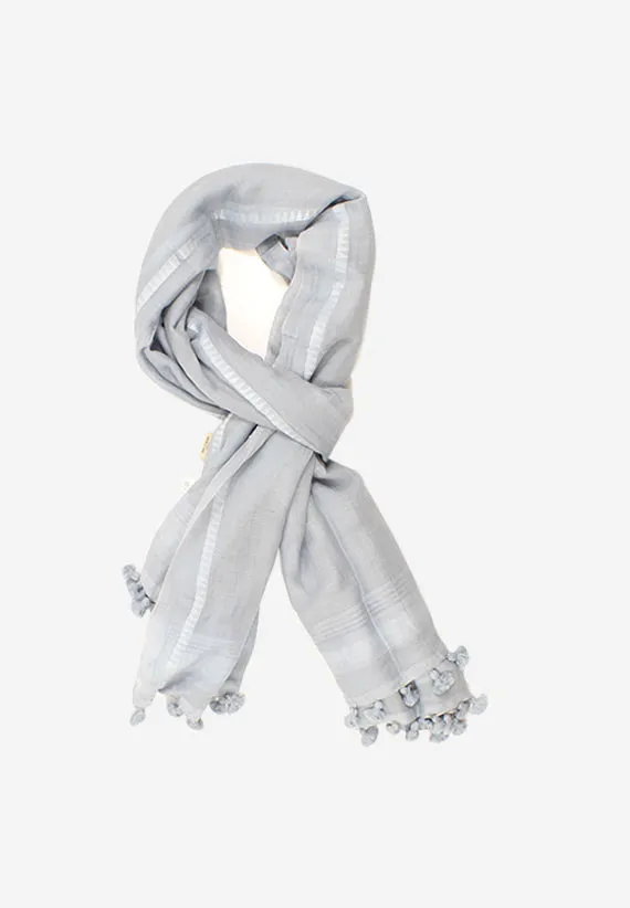 Hand loomed Cotton Grey Tassel Scarf