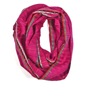 Hand Woven Infinity Scarf | Magenta Sparkle