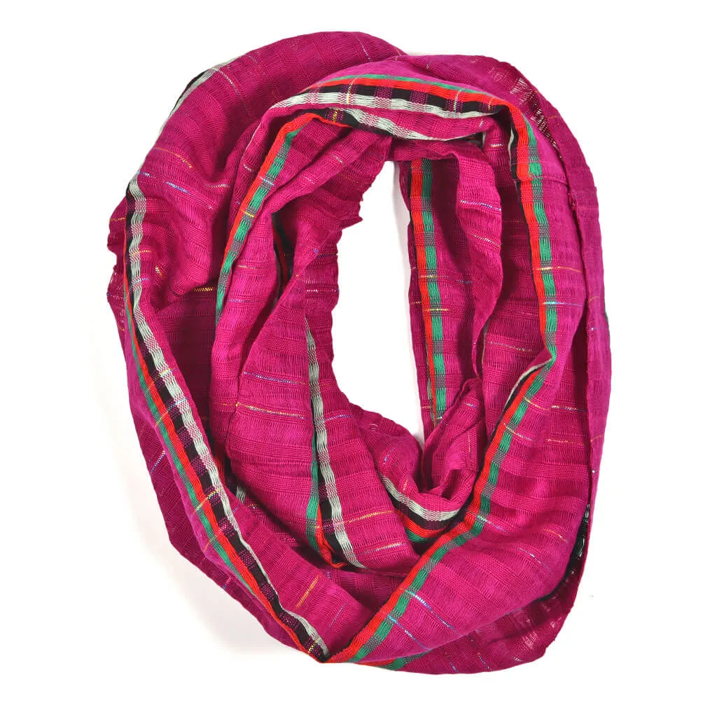 Hand Woven Infinity Scarf | Magenta Sparkle